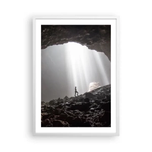 Affiche dans un cadre blanc - Poster - Grotte lumineuse - 50x70 cm
