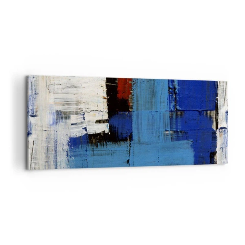 Impression sur toile - Image sur toile - Composition abstraite dans les tons de bleu et de blanc - 120x50cm - Secret de bleu - Décoration murale moderne pour le salon et la chambre ARTTOR