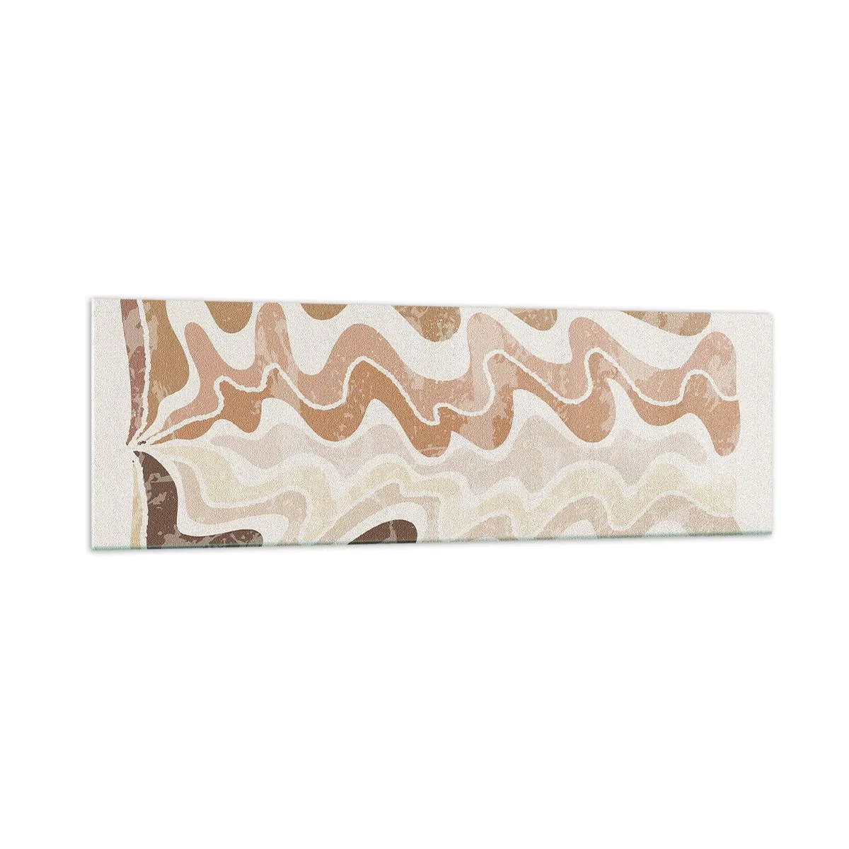 Impression sur verre - Image sur verre - Lignes abstraites ondulées dans des tons beiges - 160x50cm - Bonne énergie – bonnes émotions - Décoration murale moderne pour le salon et la chambre ARTTOR