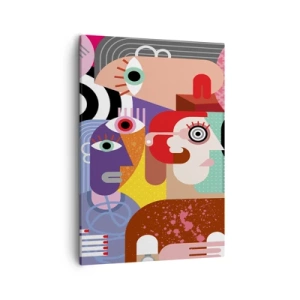 Impression sur toile - Image sur toile - Abstraction colorée avec des visages géométriques - 50x70cm - Nous par M. Picasso - Décoration murale moderne pour le salon et la chambre ARTTOR