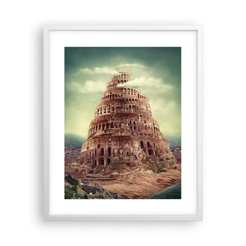 Affiche dans un cadre blanc - Poster - La tour de Babel - 40x50 cm