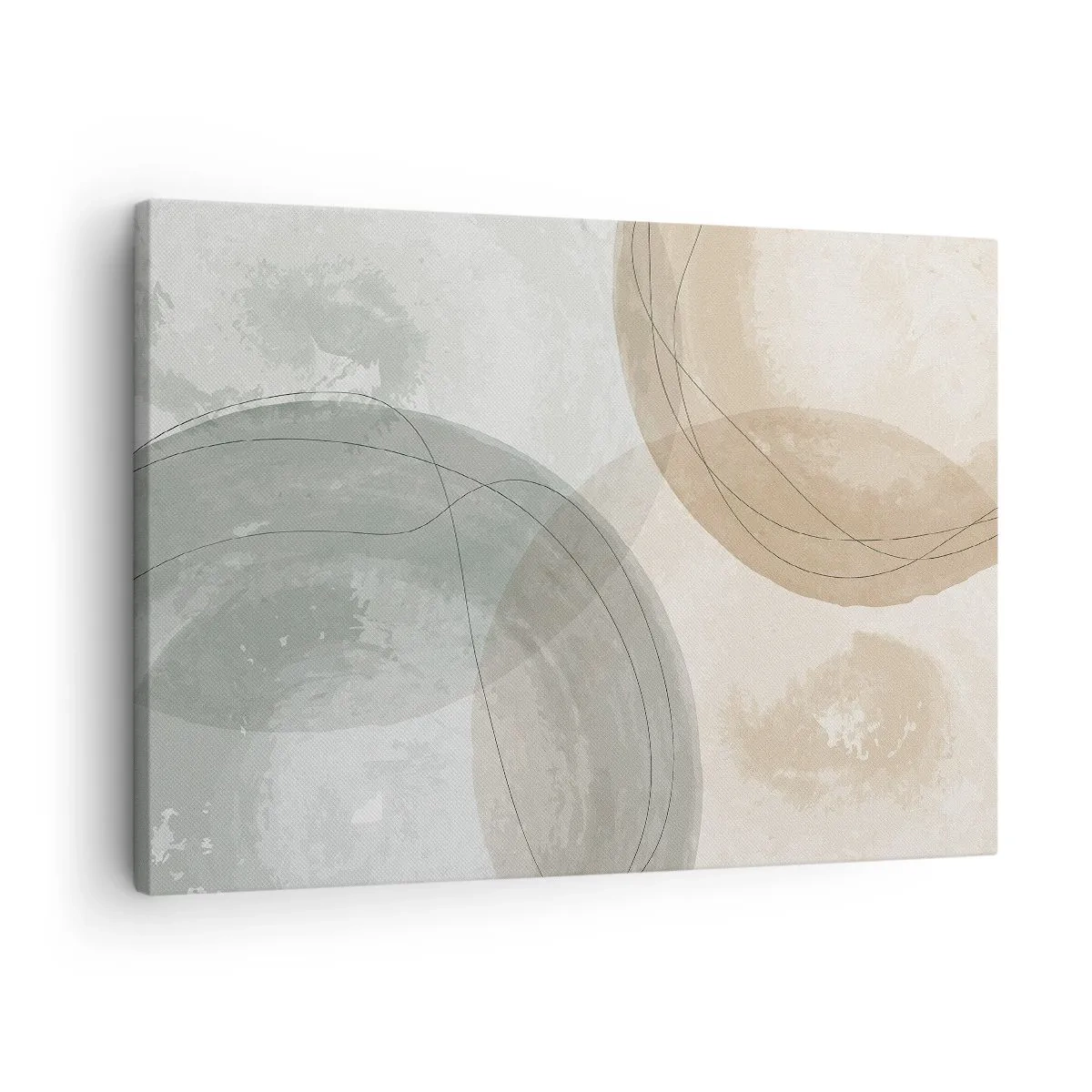 Impression sur toile - Image sur toile - Composition abstraite aux couleurs pastel avec des lignes - 70x50cm - Mondes pénétrants - Décoration murale moderne pour le salon et la chambre ARTTOR