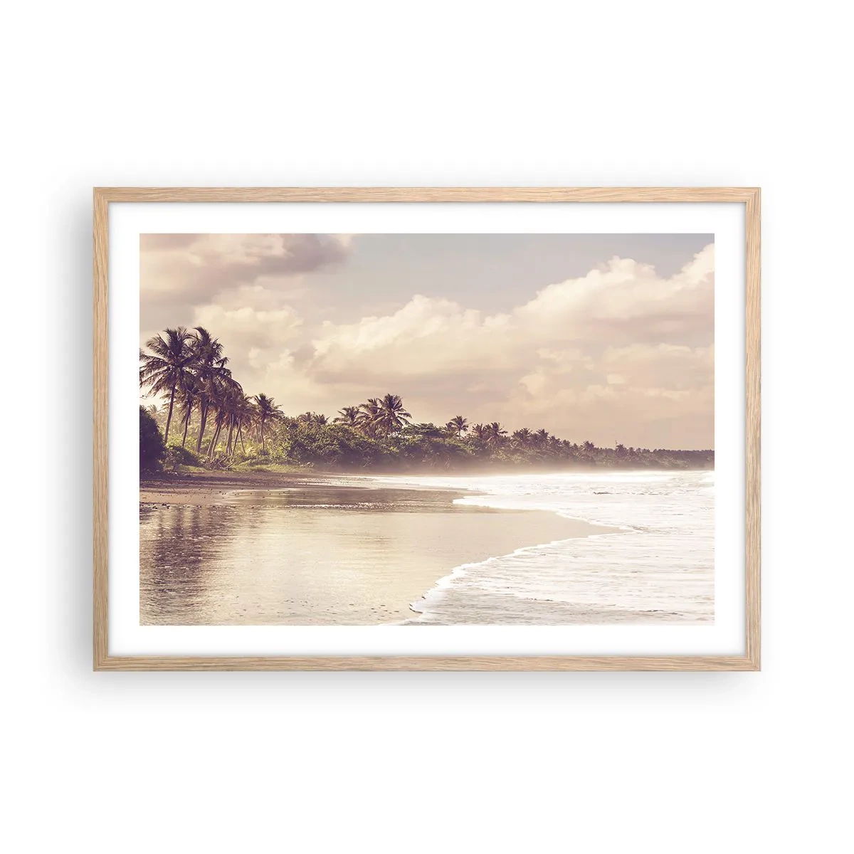 Affiche dans un chêne clair - Poster - La caresse des vagues - 70x50 cm