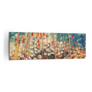 Impression sur toile - Image sur toile - Une forêt de bambous colorée aux couleurs intenses - 160x50cm - La vie secrète des feuilles - Décoration murale moderne pour le salon et la chambre ARTTOR
