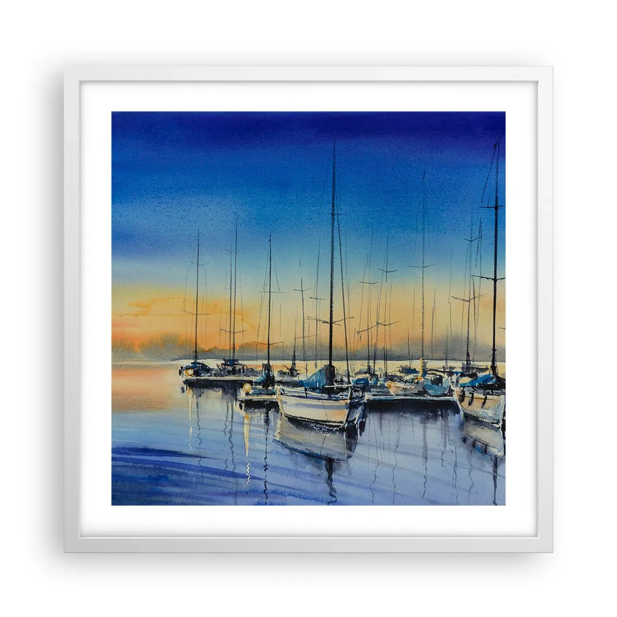 Affiche dans un cadre blanc - Poster - Fin d'une belle journée - 50x50 cm