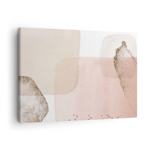 Impression sur toile - Image sur toile - Taches pastel avec éléments dorés - 70x50cm - Regard à travers la couleur - Décoration murale moderne pour le salon et la chambre ARTTOR