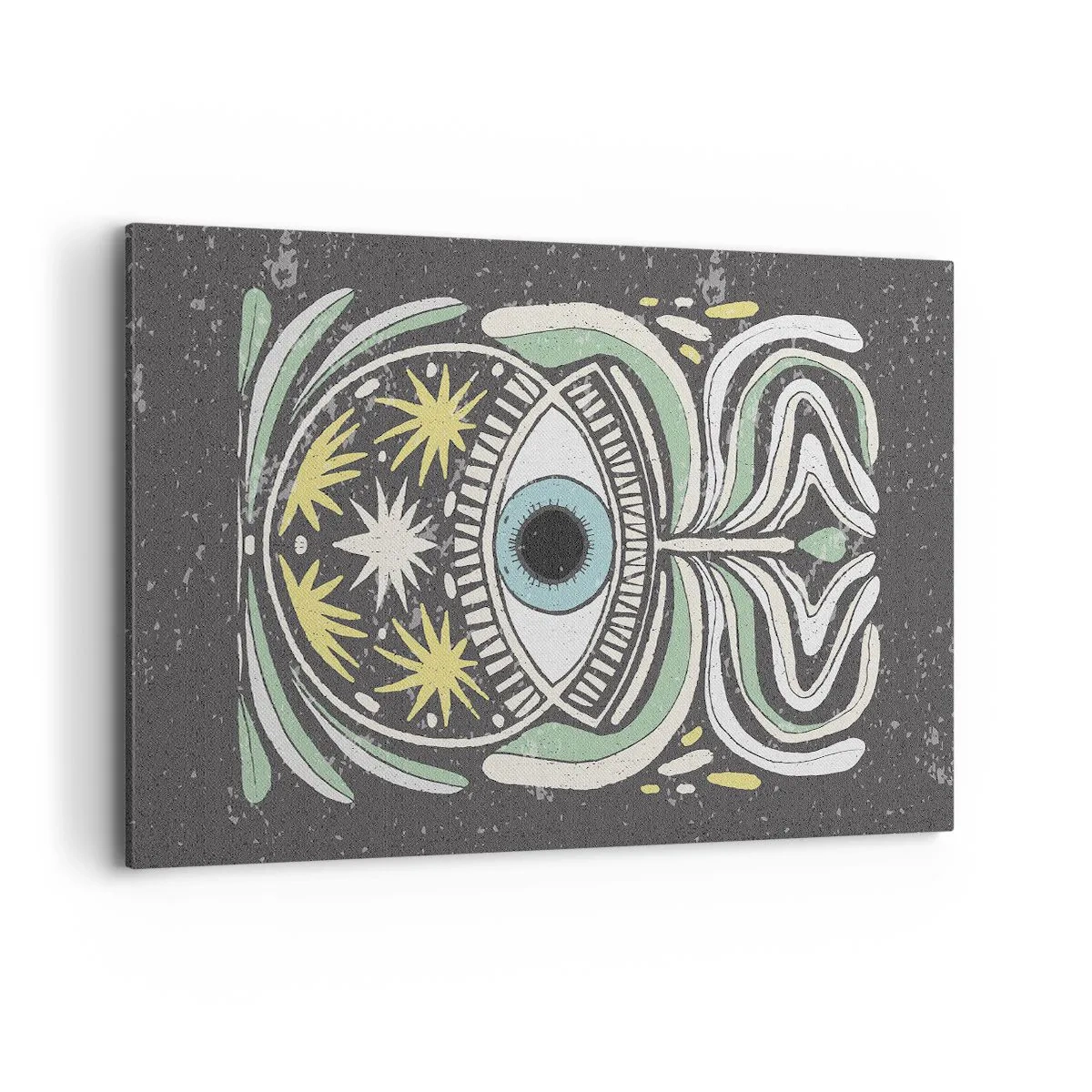 Impression sur toile - Image sur toile - Un œil symbolique entouré de motifs abstraits - 120x80cm - Rituels tribaux - Décoration murale moderne pour le salon et la chambre ARTTOR