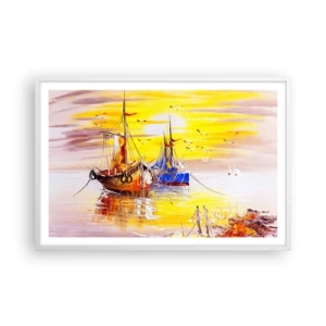 Affiche dans un cadre blanc - Poster - Un repos bien mérité au port - 91x61 cm