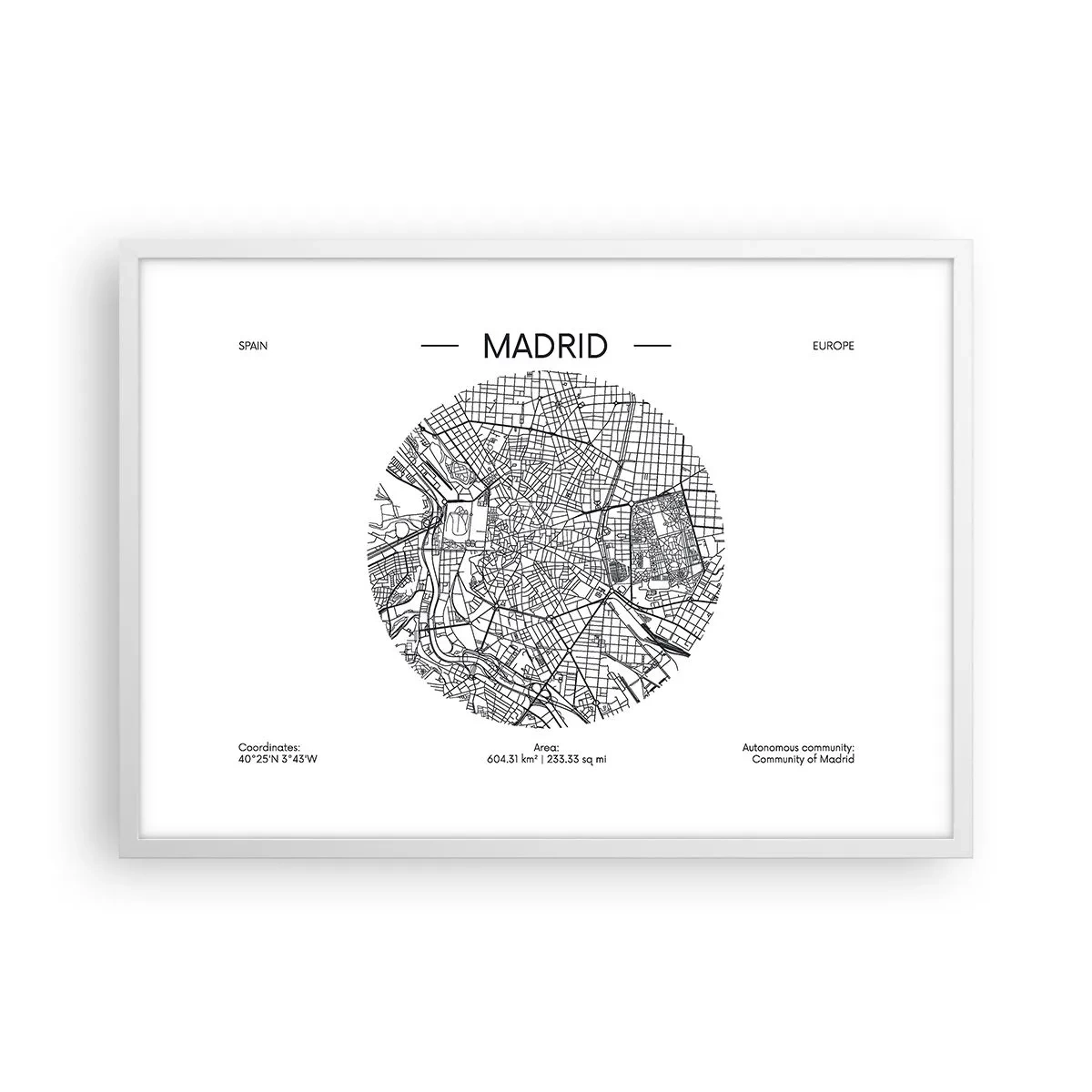 Affiche dans un cadre blanc - Poster - Anatomie de Madrid - 70x50 cm