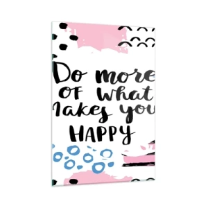 Impression sur verre - Image sur verre - Une inscription inspirante sur un fond aux couleurs pastel - 50x70cm - Comment être heureux - Décoration murale moderne pour le salon et la chambre ARTTOR