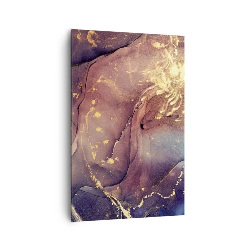 Impression sur toile - Image sur toile - Composition abstraite aux nuances d'or et de violet - 80x120cm - Matière et esprit - Décoration murale moderne pour le salon et la chambre ARTTOR