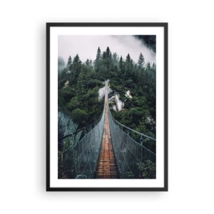 Affiche dans un cadre noir - Poster - Un pont suspendu à travers une forêt dense et brumeuse - 50x70cm - Uniquement pour les aigles - Décoration murale moderne pour le salon et la chambre ARTTOR