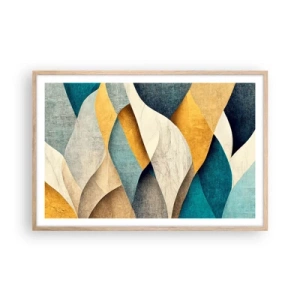 Affiche dans un chêne clair - Poster - Rythme et vague - 91x61 cm