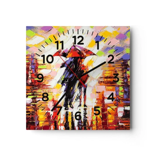 Horloge murale - Pendule murale - Ensemble à travers la nuit et la pluie - 30x30 cm