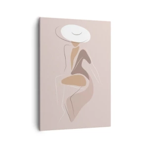 Impression sur toile - Image sur toile - Silhouette minimaliste d'une femme portant un chapeau - 50x70cm - Être une dame - Décoration murale moderne pour le salon et la chambre ARTTOR
