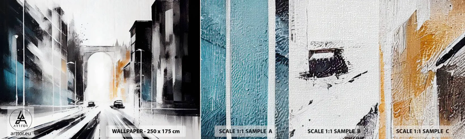 Échantillon de Papier Peint Premium Canvas - Étude de ville : architecture et mouvement - Architecture, Paysage, Rue - 100x30 cm