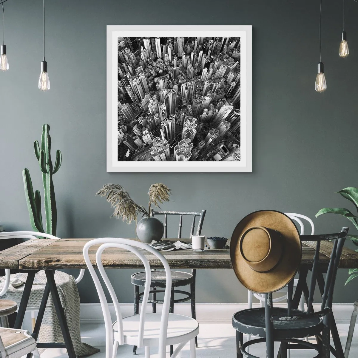 Affiche dans un cadre blanc - Poster - Toujours de plus en plus haut - 50x50 cm