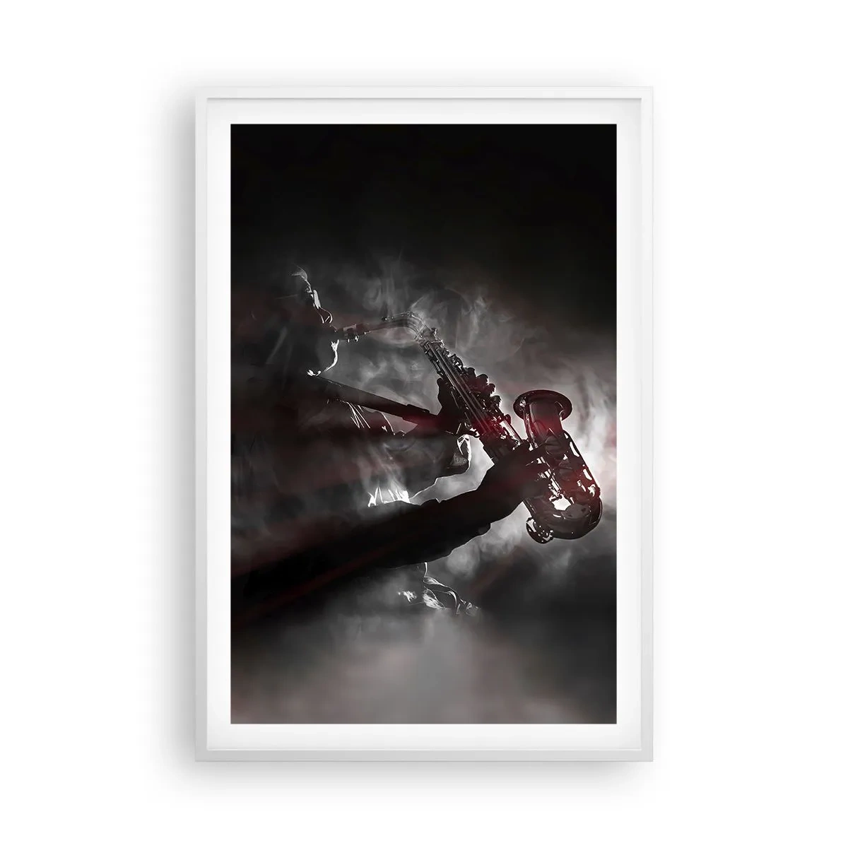 Affiche dans un cadre blanc - Poster - Dans les brumes du jazz - 61x91 cm