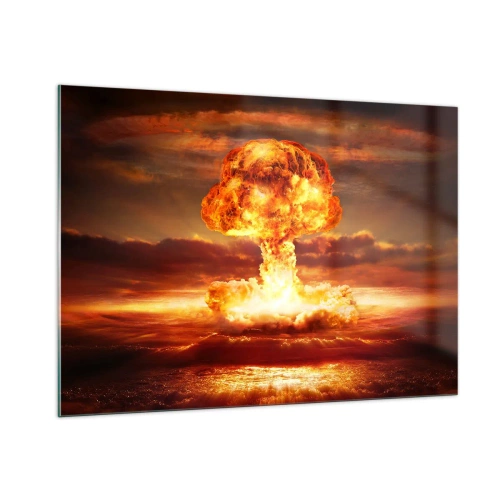 Impression sur verre - Image sur verre - Une explosion de nuage en forme de champignon dans les couleurs intenses d'un coucher de soleil - 100x70cm - Et la fin viendra - Décoration murale moderne pour le salon et la chambre ARTTOR