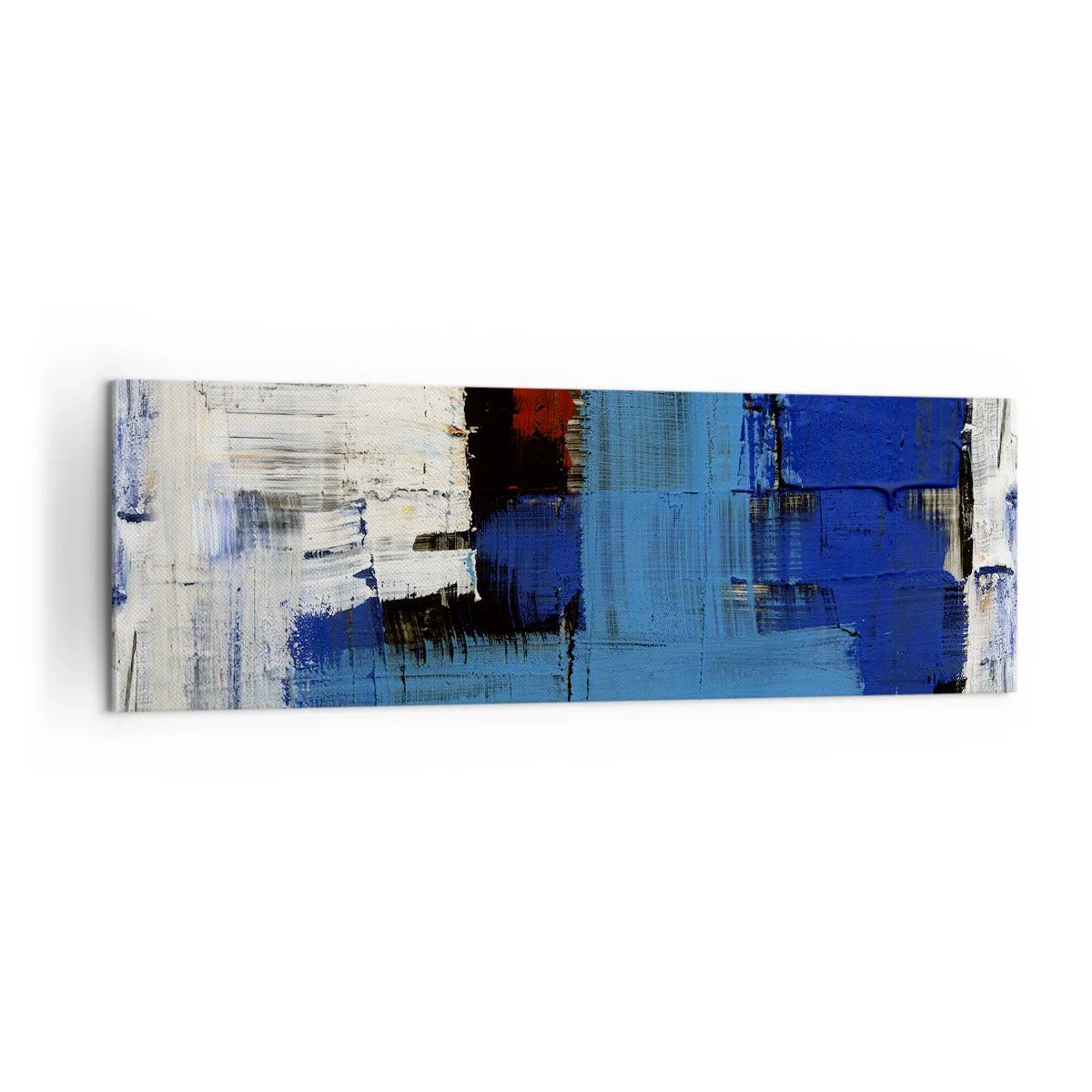 Impression sur toile - Image sur toile - Composition abstraite dans les tons de bleu et de blanc - 160x50cm - Secret de bleu - Décoration murale moderne pour le salon et la chambre ARTTOR