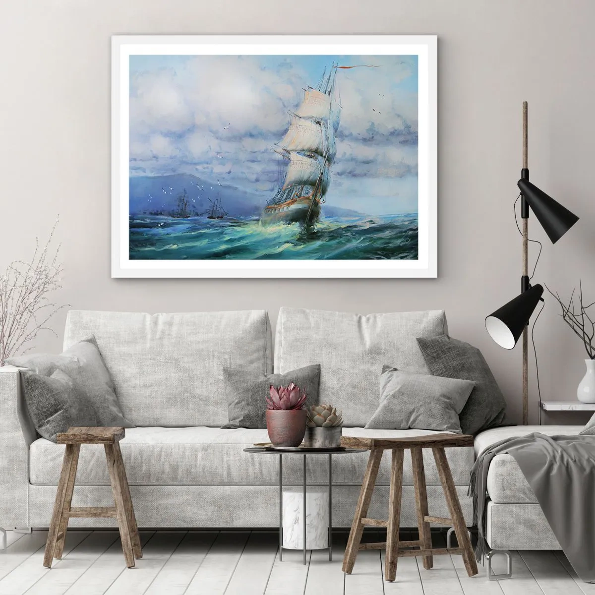 Affiche dans un cadre blanc - Poster - Vents favorables - 91x61 cm