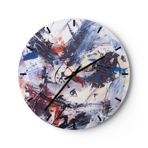 Horloge murale - Pendule murale - Coups de pinceau abstraits aux couleurs dynamiques - 30x30cm - La danse folle de l'abstrait - Décoration murale moderne pour le salon, la cuisine et la chambre ARTTOR