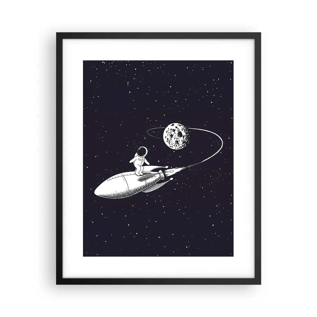 Affiche dans un cadre noir - Poster - Surfeur de l'espace - 40x50 cm