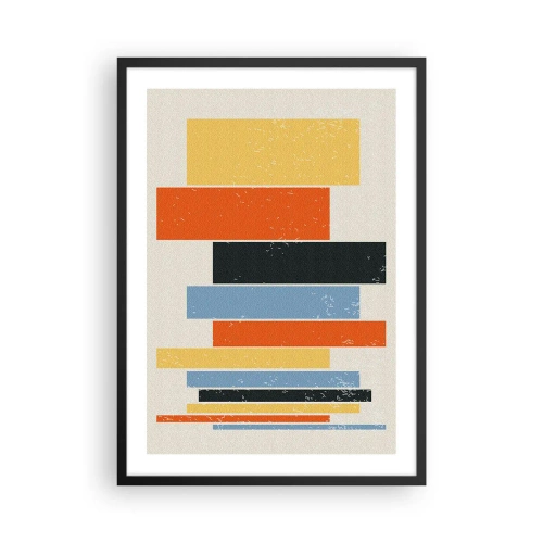 Affiche dans un cadre noir - Poster - Rectangles géométriques colorés sur fond clair - 50x70cm - Notation musicale - Décoration murale moderne pour le salon et la chambre ARTTOR