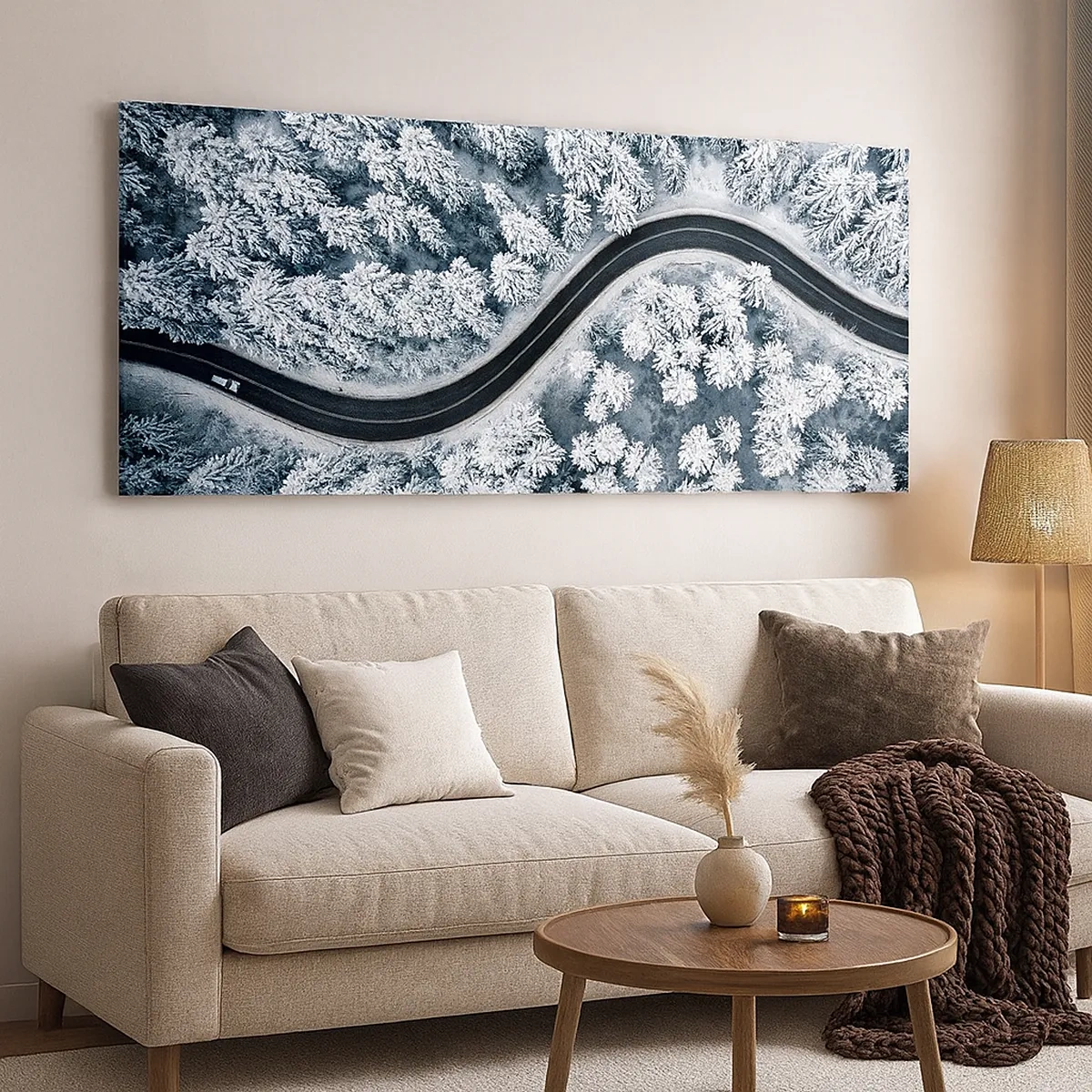 Impression sur toile - Image sur toile - À travers une forêt d'hiver - 30x30 cm