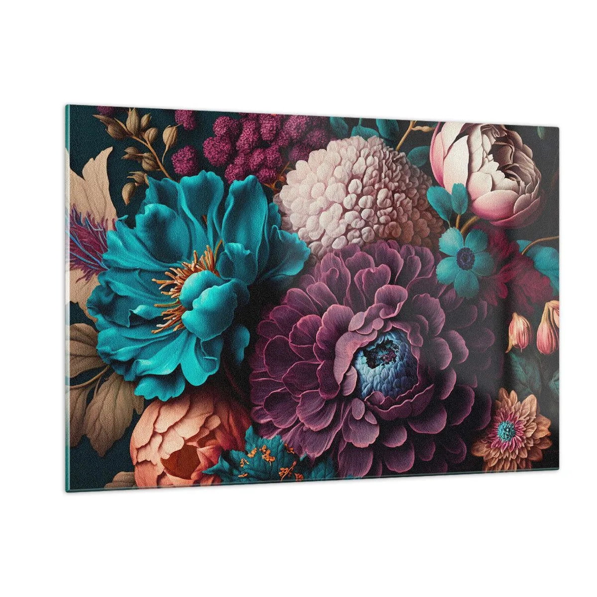 Impression sur verre - Image sur verre - Une riche composition de fleurs aux couleurs intenses - 120x80cm - La nature en abondance - Décoration murale moderne pour le salon et la chambre ARTTOR