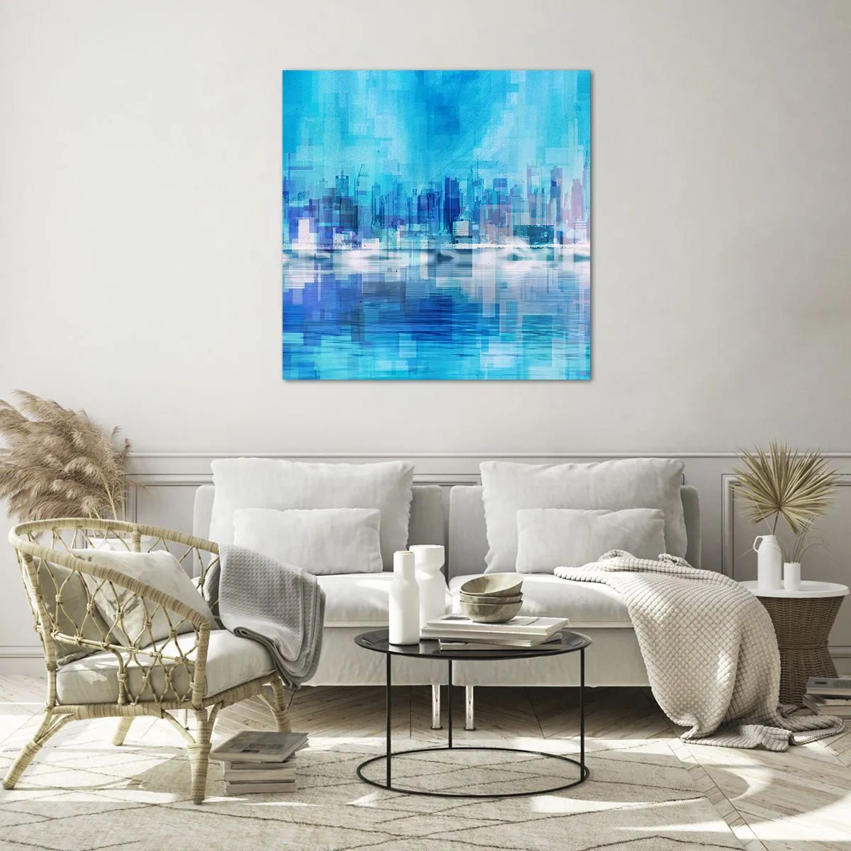 Impression sur verre - Image sur verre - Noyé dans le bleu - 70x70 cm