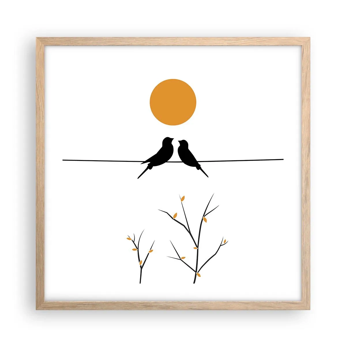 Affiche dans un chêne clair - Poster - Soirée pour rossignols - 50x50 cm