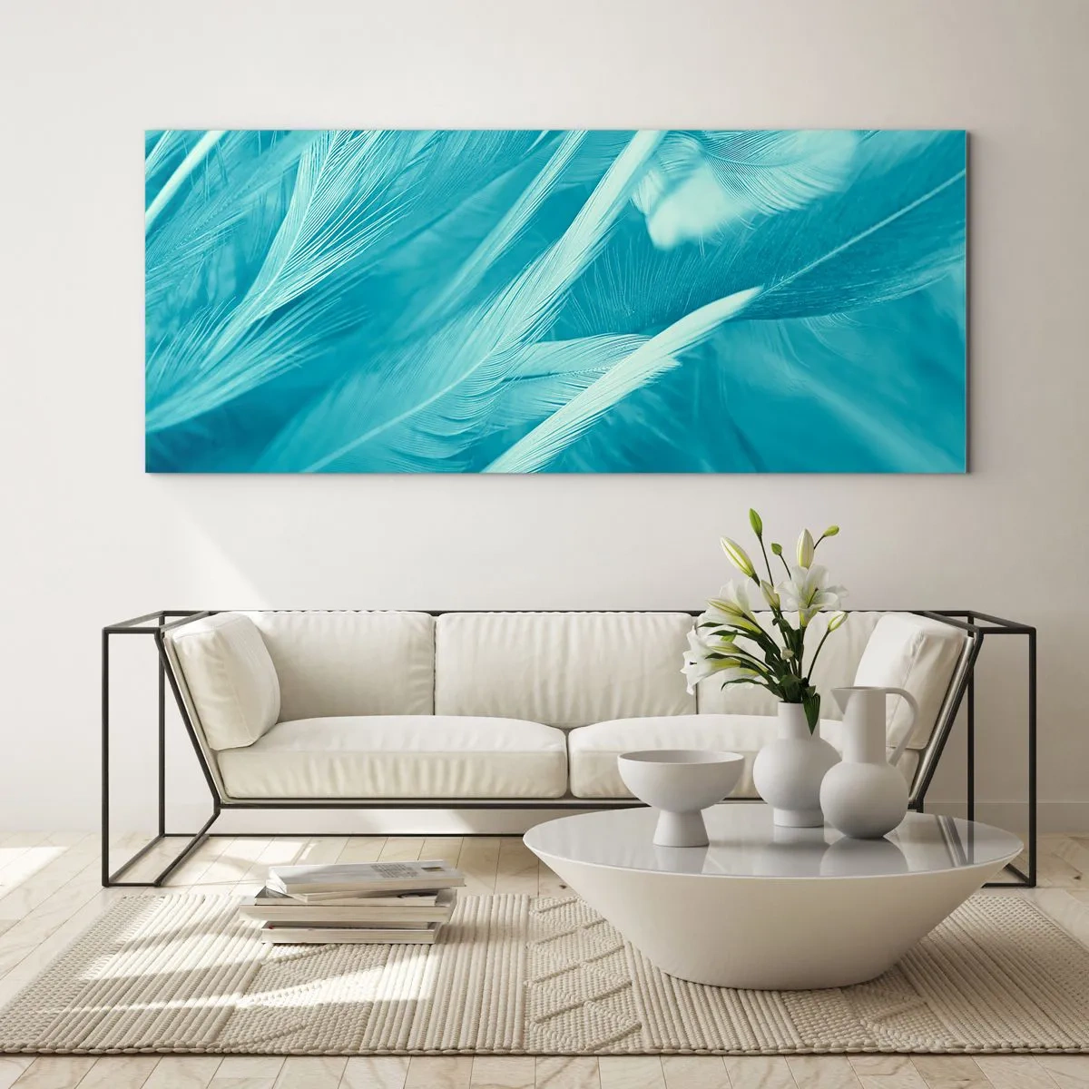 Impression sur verre - Image sur verre - Se noyer dans les plumes - 90x30 cm