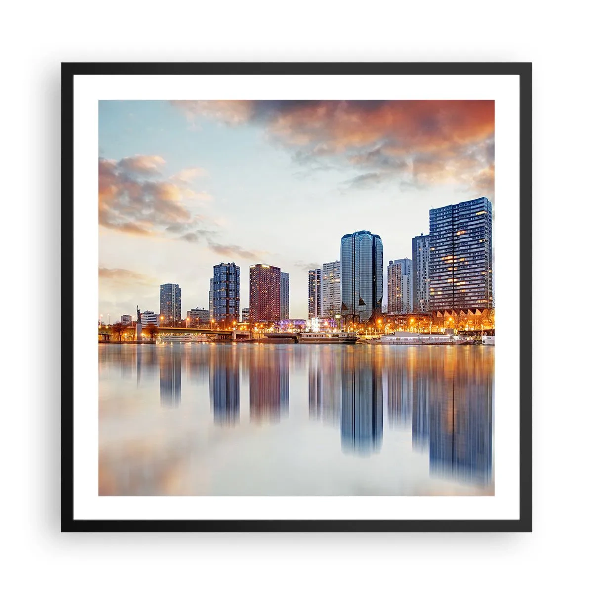 Affiche dans un cadre noir - Poster - La tranquillité monumentale de Paris - 60x60 cm