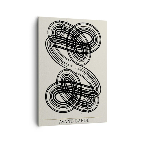 Impression sur toile - Image sur toile - Lignes noires abstraites sur fond clair dans un style avant-gardiste. - 50x70cm - C'est venu spontanément - Décoration murale moderne pour le salon et la chambre ARTTOR