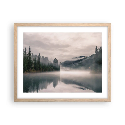 Affiche dans un chêne clair - Poster - Reflet dans le brouillard - 50x40 cm