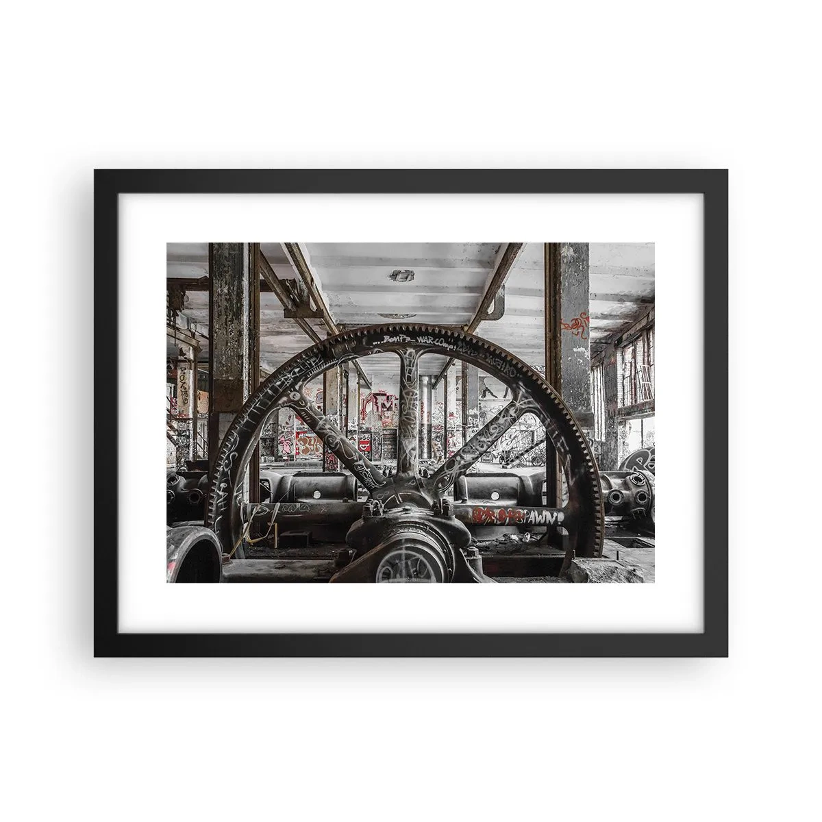 Affiche dans un cadre noir - Poster - Vie secrète d'une usine - 40x30 cm