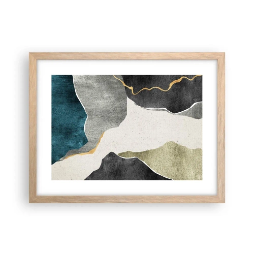 Affiche dans un chêne clair - Poster - Composition mosaïque avec un fil d'or - 40x30 cm