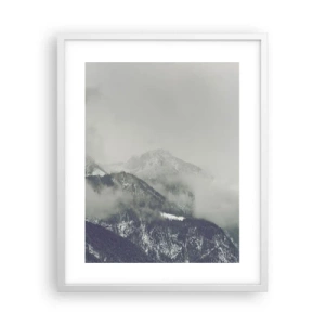Affiche dans un cadre blanc - Poster - Vallée brumeuse - 40x50 cm