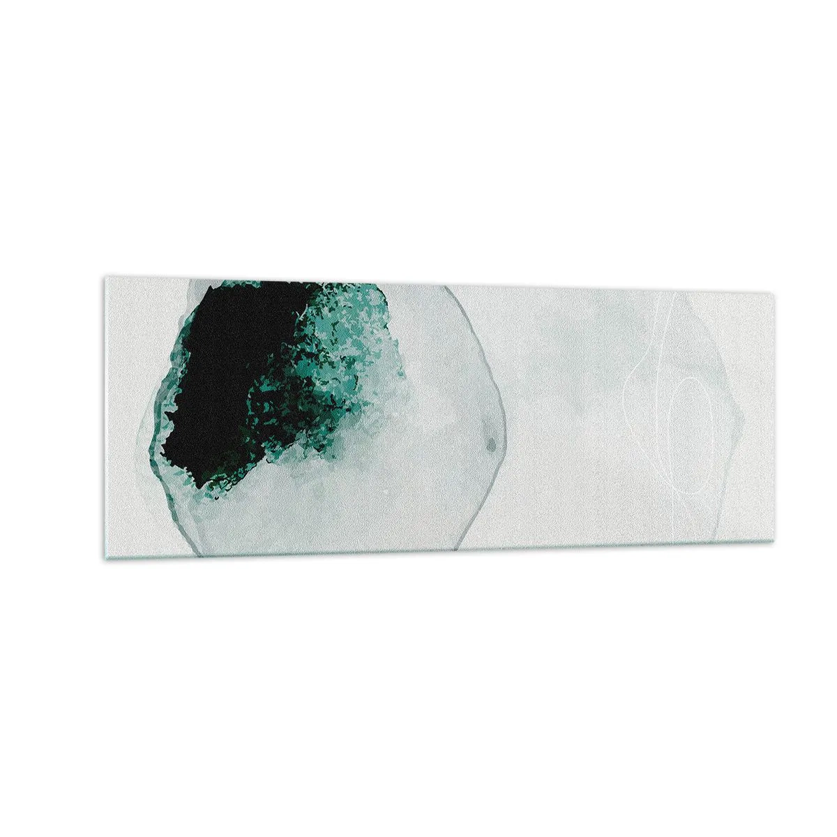 Impression sur verre - Image sur verre - Goutte d'eau abstraite avec des nuances de vert et de noir - 140x50cm - Dans une goutte d'eau - Décoration murale moderne pour le salon et la chambre ARTTOR