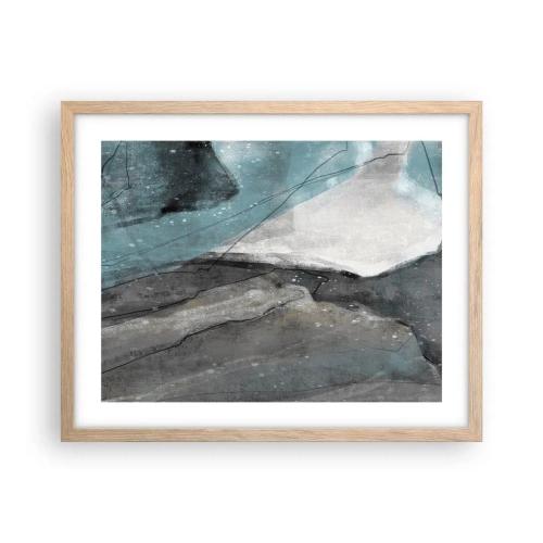 Affiche dans un chêne clair - Poster - Résumé : roches et glace - 50x40 cm