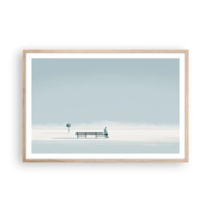 Affiche dans un chêne clair - Poster - Oui, j'attends. - 91x61 cm