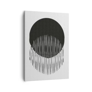 Impression sur toile - Image sur toile - Deux cercles superposés avec des lignes noires et blanches - 50x70cm - Son alter ego - Décoration murale moderne pour le salon et la chambre ARTTOR