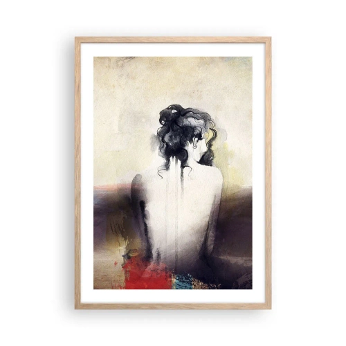 Affiche dans un chêne clair - Poster - Lignes lisses, formes ovales - 50x70 cm