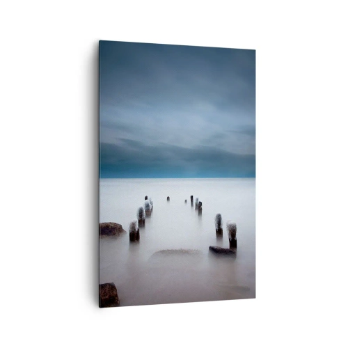 Impression sur toile - Image sur toile - La vieille jetée sur fond de mer calme - 80x120cm - Lac pensif - Décoration murale moderne pour le salon et la chambre ARTTOR