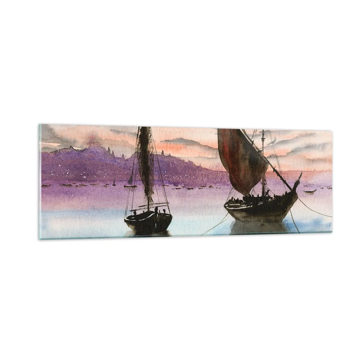 Impression sur verre - Image sur verre - Soirée au port - 90x30 cm