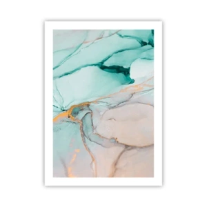 Affiche - Poster - Une composition abstraite dans des tons turquoise et or. - 50x70cm - Danse des formes et des couleurs - Décoration murale moderne pour le salon et la chambre ARTTOR