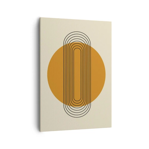 Impression sur toile - Image sur toile - Motif géométrique avec des cercles et des lignes orange - 50x70cm - Plan idéal - Décoration murale moderne pour le salon et la chambre ARTTOR