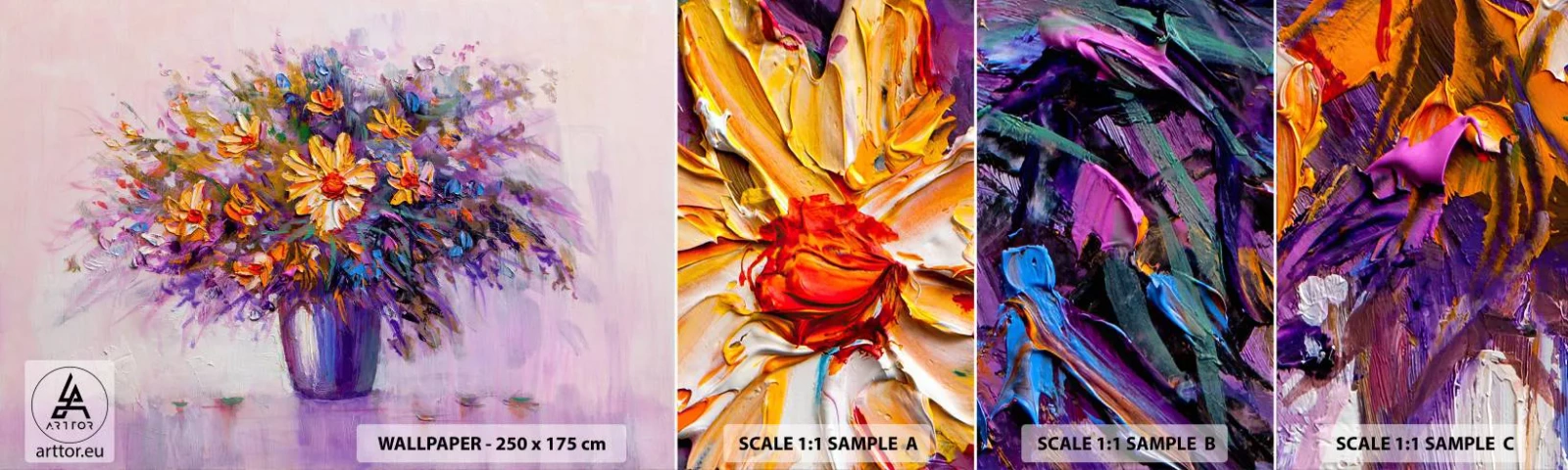 Échantillon De Papier Peint Standard Eco - Ça sent bon, ça a l'air doux - Fleurs dans un vase, Morceau, Bouquet de fleurs - 100x30 cm