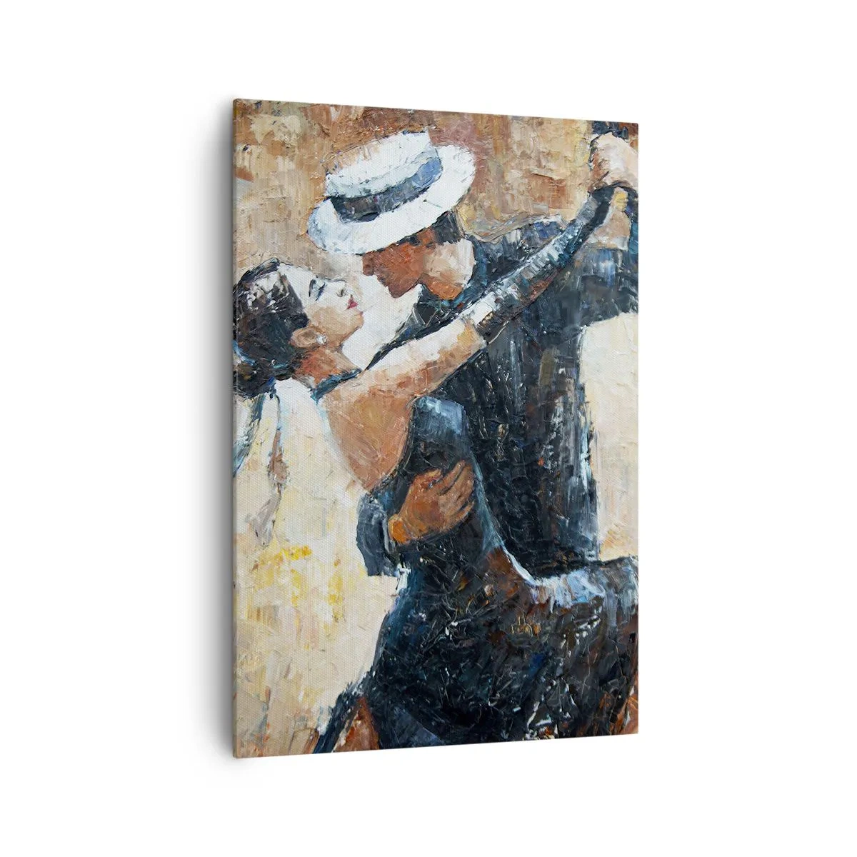 Impression sur toile - Image sur toile - Un couple dansant le tango dans un style romantique et élégant - 70x100cm - À la Rudolf Valentino - Décoration murale moderne pour le salon et la chambre ARTTOR